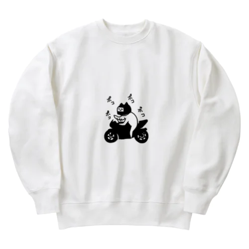 バイクに乗るねこ Heavyweight Crew Neck Sweatshirt