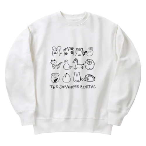 THE JAPANESE ZODIAC（十二支・ブラック） Heavyweight Crew Neck Sweatshirt