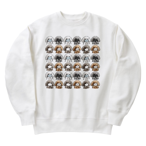 マスクだワン！　プードルがいっぱい Heavyweight Crew Neck Sweatshirt