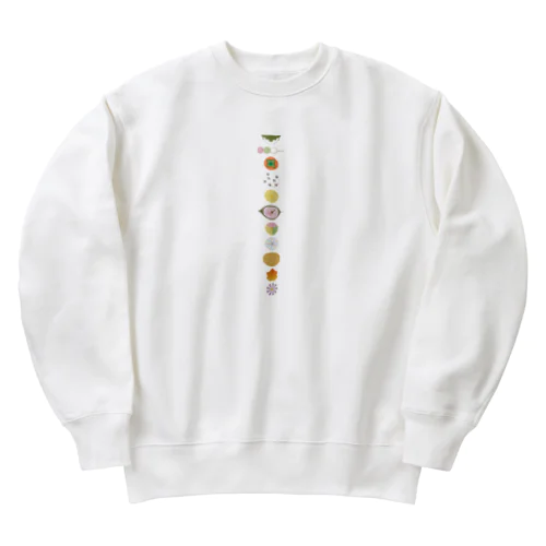 やさしい色合いの和菓子のセット Heavyweight Crew Neck Sweatshirt