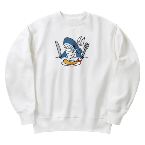 エビフライを食べようとするサメ2021 Heavyweight Crew Neck Sweatshirt