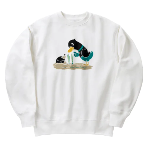 ねぎってる鴨カモ BM 白フチなし  Heavyweight Crew Neck Sweatshirt