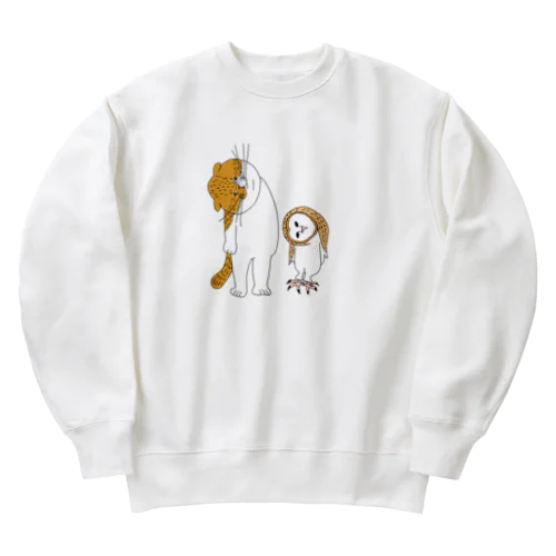 ネコとメンフクロウ Heavyweight Crew Neck Sweatshirt