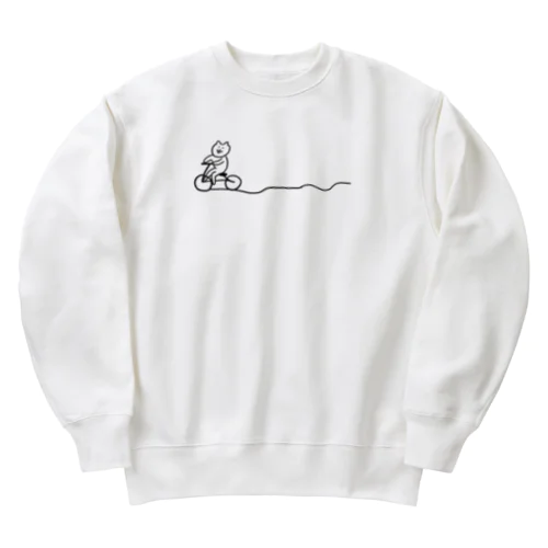 自転車ねこ（スイスイバージョン） Heavyweight Crew Neck Sweatshirt