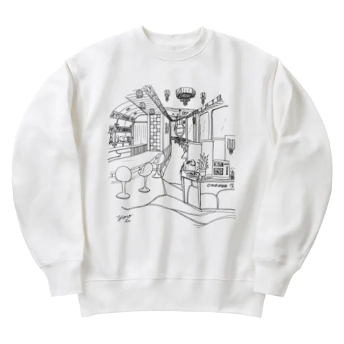 レトロ純喫茶　黒 Heavyweight Crew Neck Sweatshirt