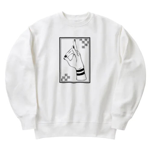 おててシリーズ　狐　「市松」 Heavyweight Crew Neck Sweatshirt