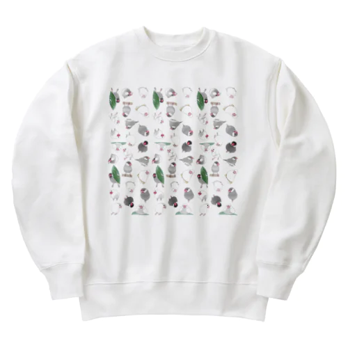 たっぷり文鳥ちゃん【まめるりはことり】 Heavyweight Crew Neck Sweatshirt