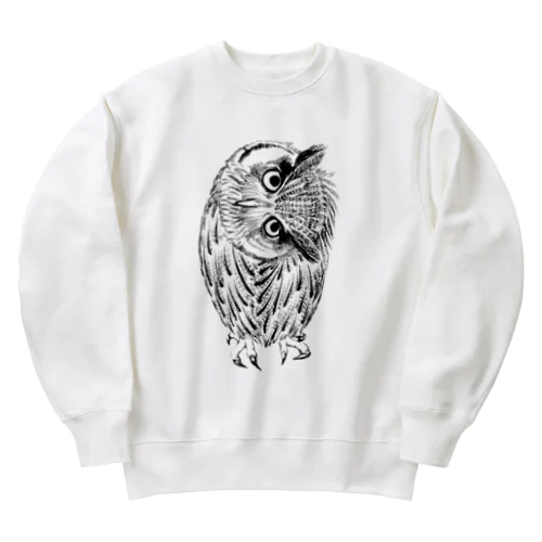 首を傾げてるアフリカオオコノハズク Heavyweight Crew Neck Sweatshirt