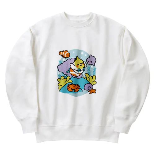 Chubby Bird サンゴ礁を守ろう！　オカメインコと海のお友達 Heavyweight Crew Neck Sweatshirt