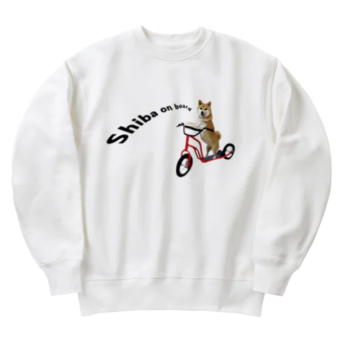 キックボードに乗った柴犬 Heavyweight Crew Neck Sweatshirt