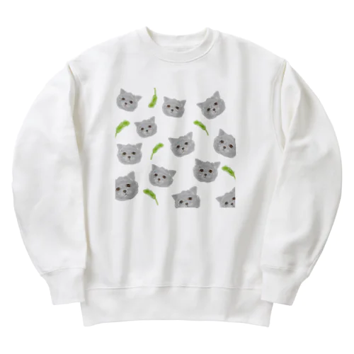 じゃらし猫🐱 Heavyweight Crew Neck Sweatshirt