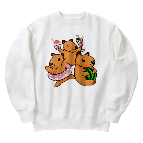 夏を満喫！カピバラず♪ Heavyweight Crew Neck Sweatshirt