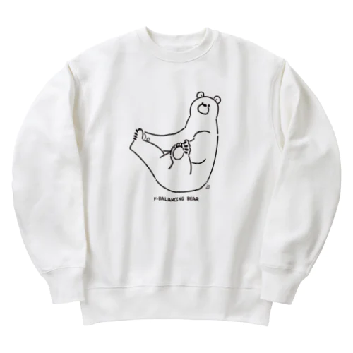 V字バランスするクマ(くろ) Heavyweight Crew Neck Sweatshirt