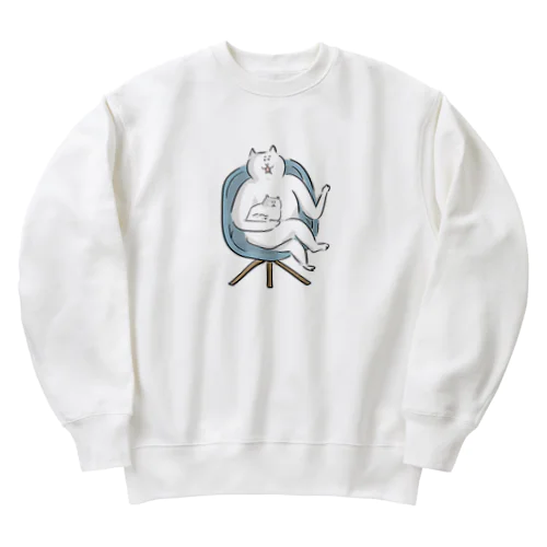 何かを熱弁する猫 Heavyweight Crew Neck Sweatshirt