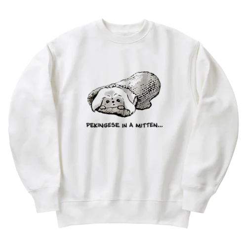 ミトンに入ったペキニーズ(ホワイト)   Heavyweight Crew Neck Sweatshirt