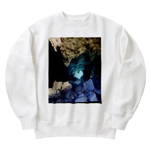 鍾乳洞の青いハート Heavyweight Crew Neck Sweatshirt