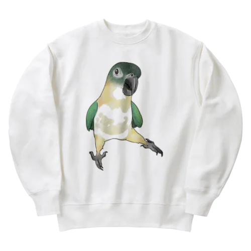 ご機嫌なズグロシロハラインコのカイ君【まめるりはことり】 Heavyweight Crew Neck Sweatshirt