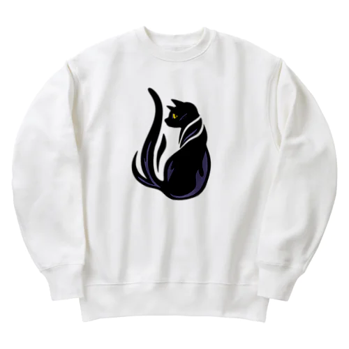 夜型生活のネコ（文字無し） Heavyweight Crew Neck Sweatshirt