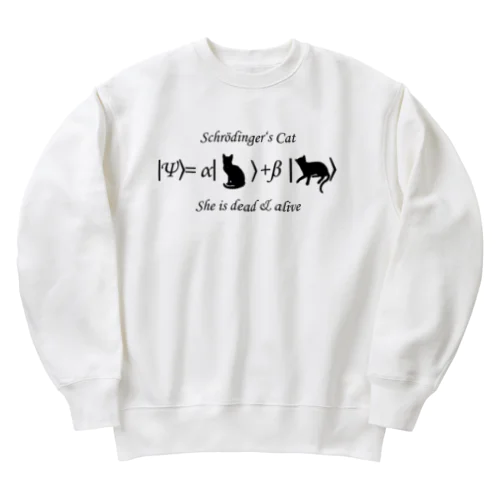 シュレーディンガーの猫（黒字） Heavyweight Crew Neck Sweatshirt