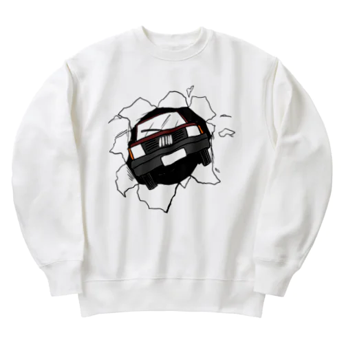 チョコ色のとびだすくるま！ Heavyweight Crew Neck Sweatshirt