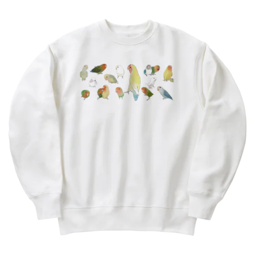 あつまれラブバード（コザクラインコ・ボタンインコ）ちゃん【まめるりはことり】 Heavyweight Crew Neck Sweatshirt