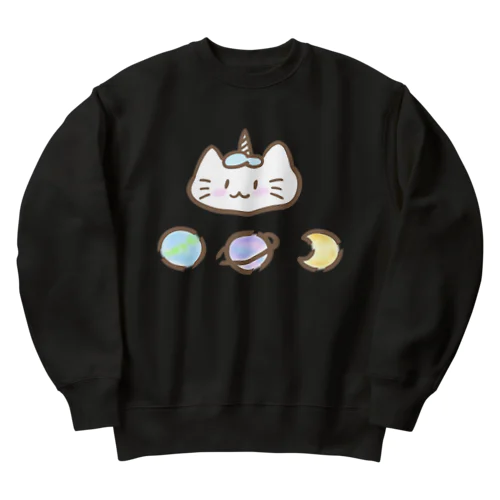 🪐ゆにねこ🪐水色(髪色) Heavyweight Crew Neck Sweatshirt