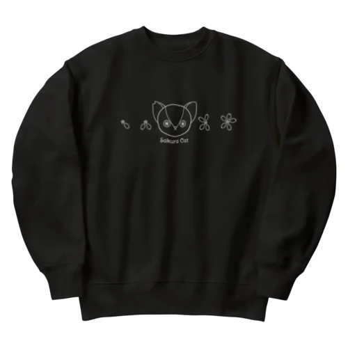 Sakura Cat【♂】白 Heavyweight Crew Neck Sweatshirt