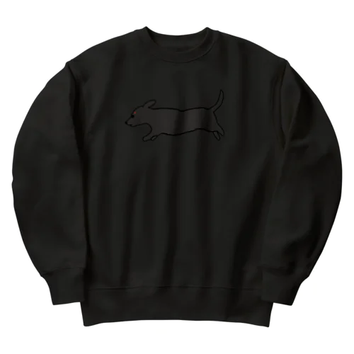 走る犬 ダックス ブラック Heavyweight Crew Neck Sweatshirt