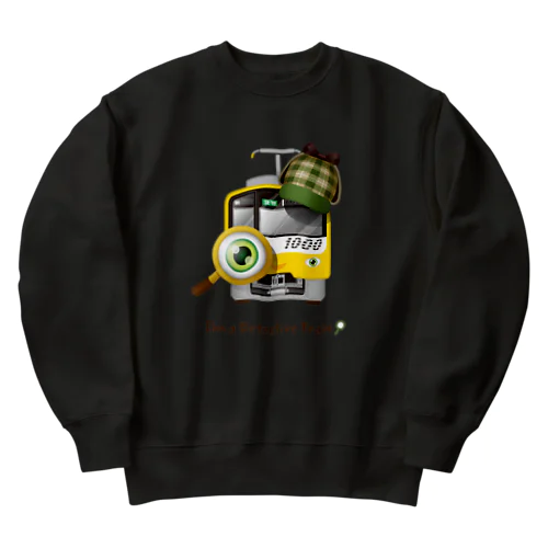 黄色い 「 探偵 」 電車 Heavyweight Crew Neck Sweatshirt