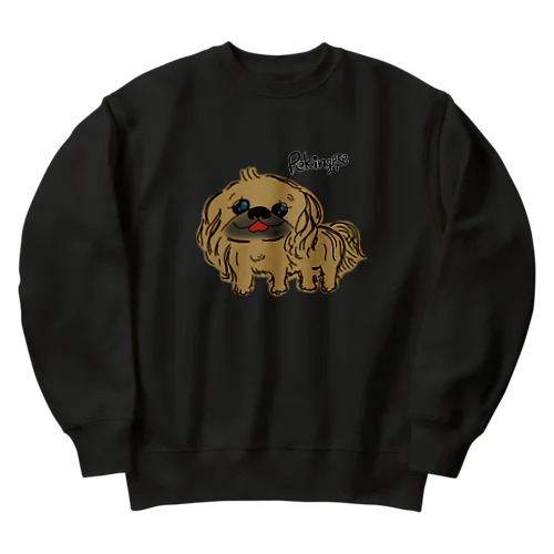 笑うペキニーズ(茶) Heavyweight Crew Neck Sweatshirt