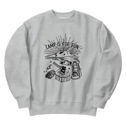 キャンプは楽しむもの01(黒文字) Heavyweight Crew Neck Sweatshirt