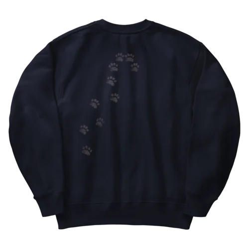 猫の肉球アート(跡) タイトルは「自由」ピンク Heavyweight Crew Neck Sweatshirt