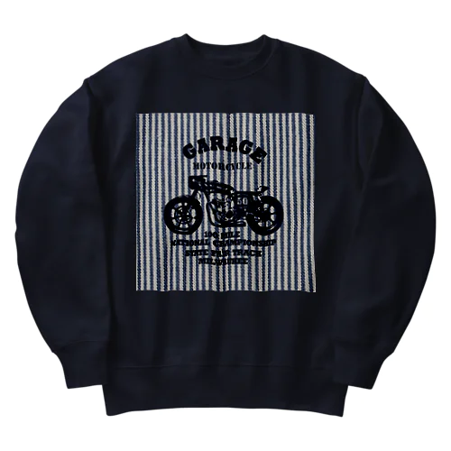 武骨なバイクデザイン(ヒッコリー) Heavyweight Crew Neck Sweatshirt