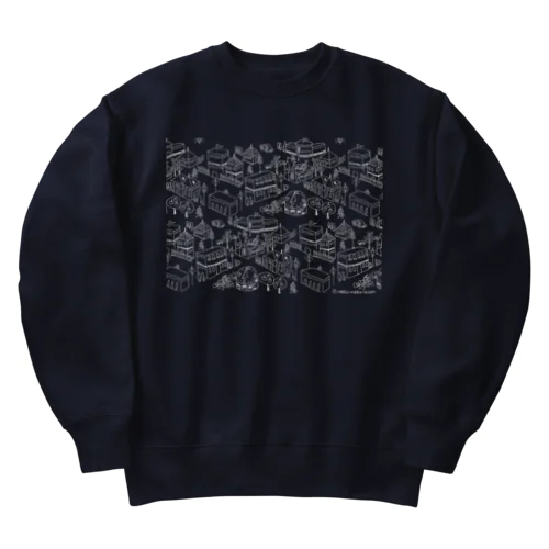 ねこねこタウン白 Heavyweight Crew Neck Sweatshirt