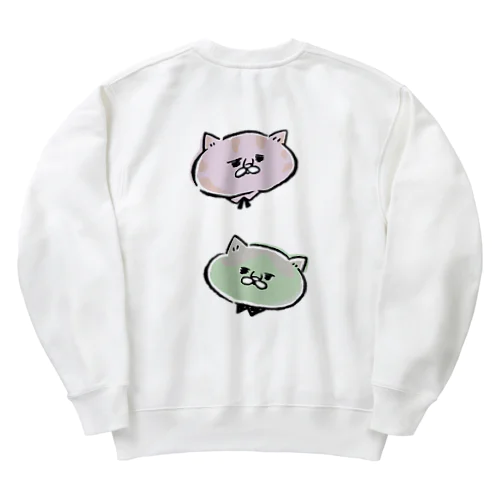 ２匹の猫（猫シリーズ） Heavyweight Crew Neck Sweatshirt