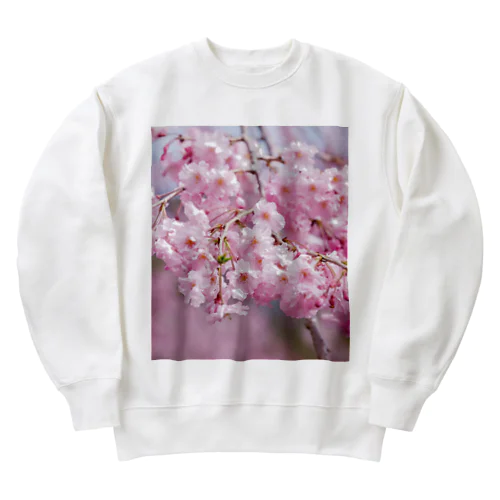 癒しの風景（八重桜） Heavyweight Crew Neck Sweatshirt