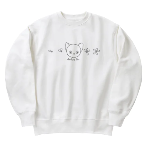 Sakura Cat【♀】黒 Heavyweight Crew Neck Sweatshirt