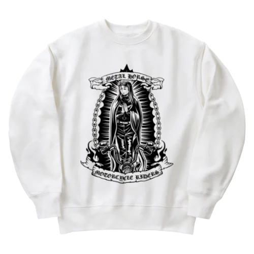 METAL HORSE バイカーマリア ブラック Heavyweight Crew Neck Sweatshirt