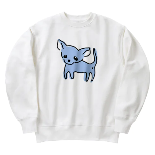 ゆるチワワ（ブルー） Heavyweight Crew Neck Sweatshirt