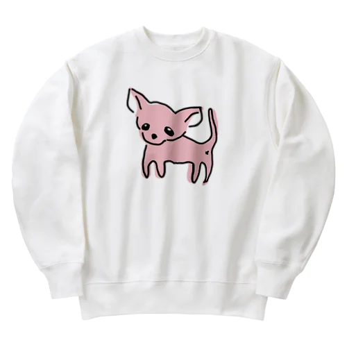 ゆるチワワ（ピンク） Heavyweight Crew Neck Sweatshirt