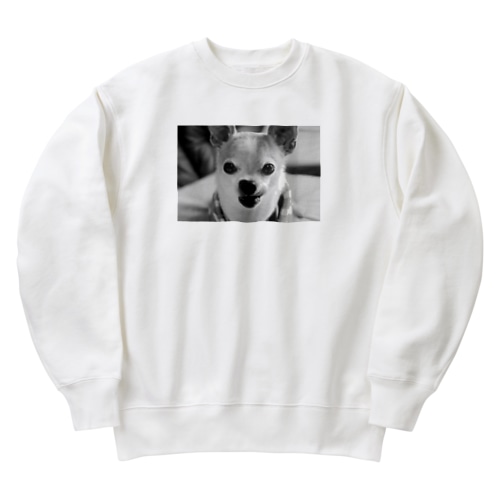 モノクロチワワ（ぺろんちょ） Heavyweight Crew Neck Sweatshirt