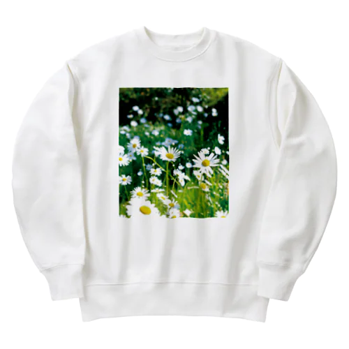 癒しの風景（シャスタデイジー） Heavyweight Crew Neck Sweatshirt