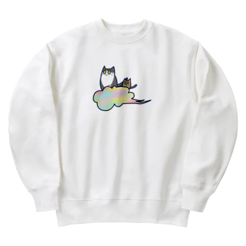 五色の雲と二匹の猫 Heavyweight Crew Neck Sweatshirt