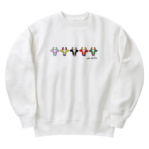 ウシウシファイブ／白 Heavyweight Crew Neck Sweatshirt