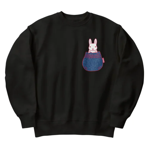 デニムシャーリングポケットから白ウサギ Heavyweight Crew Neck Sweatshirt