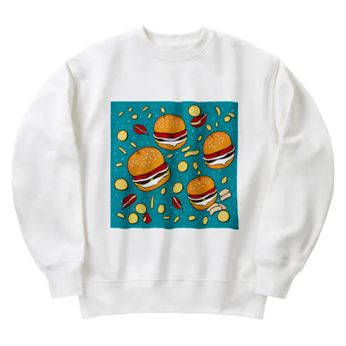 空飛ぶハンバーガー Heavyweight Crew Neck Sweatshirt