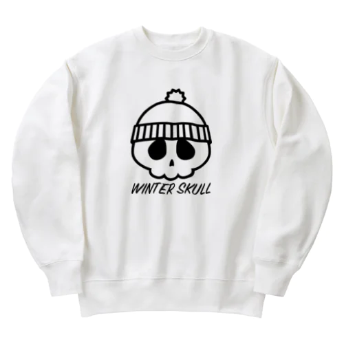 ウィンタースカル ニットキャップドクロ ブラック Heavyweight Crew Neck Sweatshirt