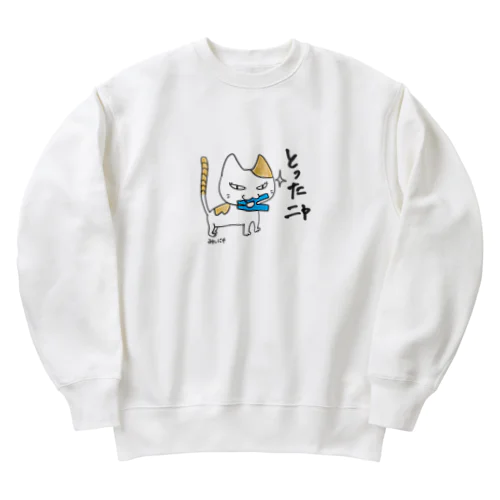 三白にゃん　み〜にゃ Heavyweight Crew Neck Sweatshirt