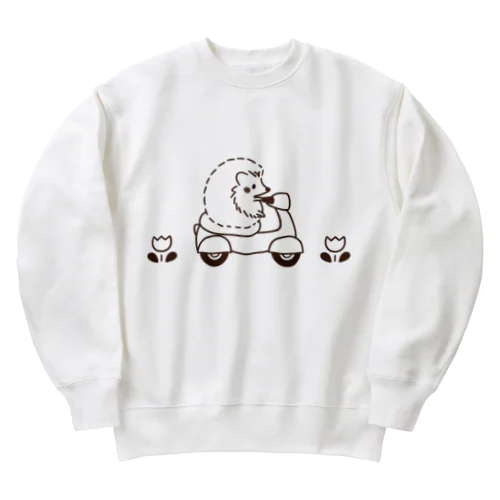 ハリネズミとバイク Heavyweight Crew Neck Sweatshirt