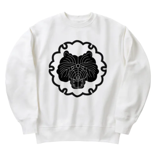 動物家紋。H.T.（雪輪にトラ）黒 Heavyweight Crew Neck Sweatshirt